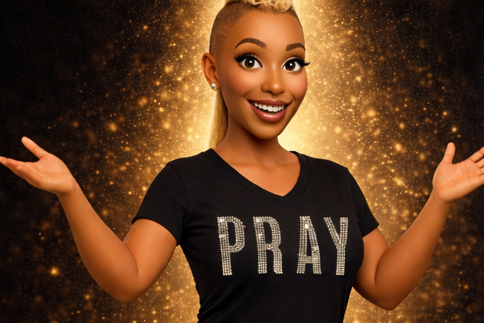 Camiseta con cuello de pico Bling Pray