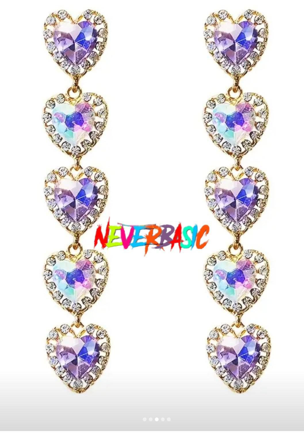 Pendientes colgantes de corazón de diamantes de imitación de cristal de colores