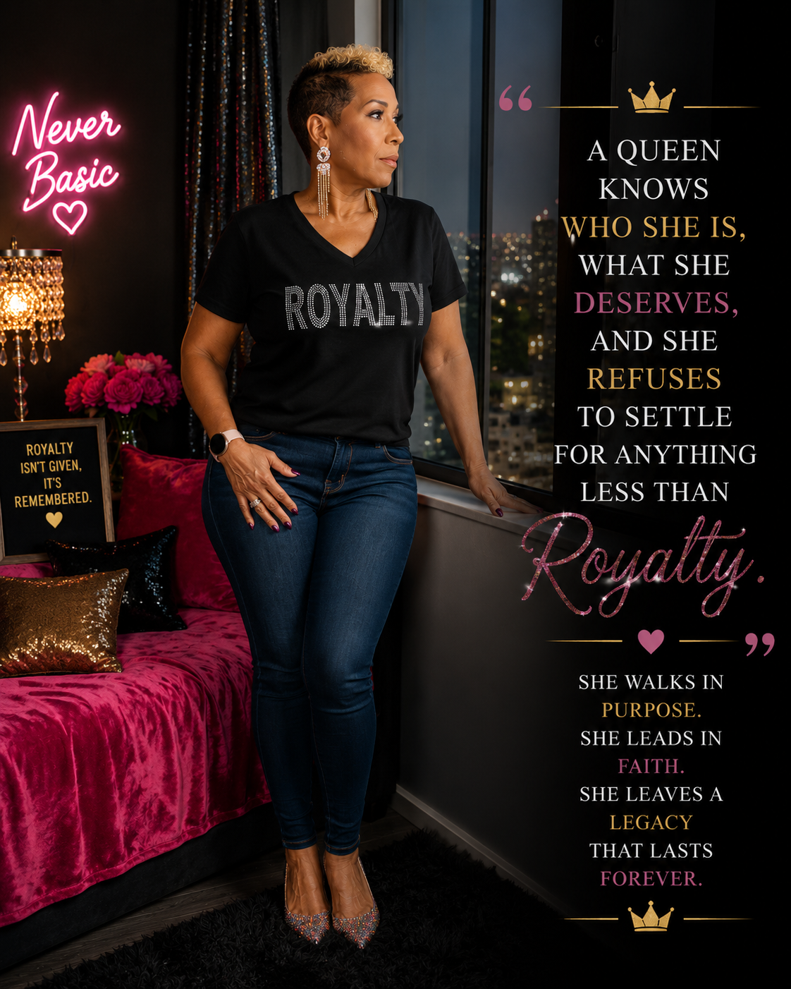 Bling Royalty V-Neck Tee